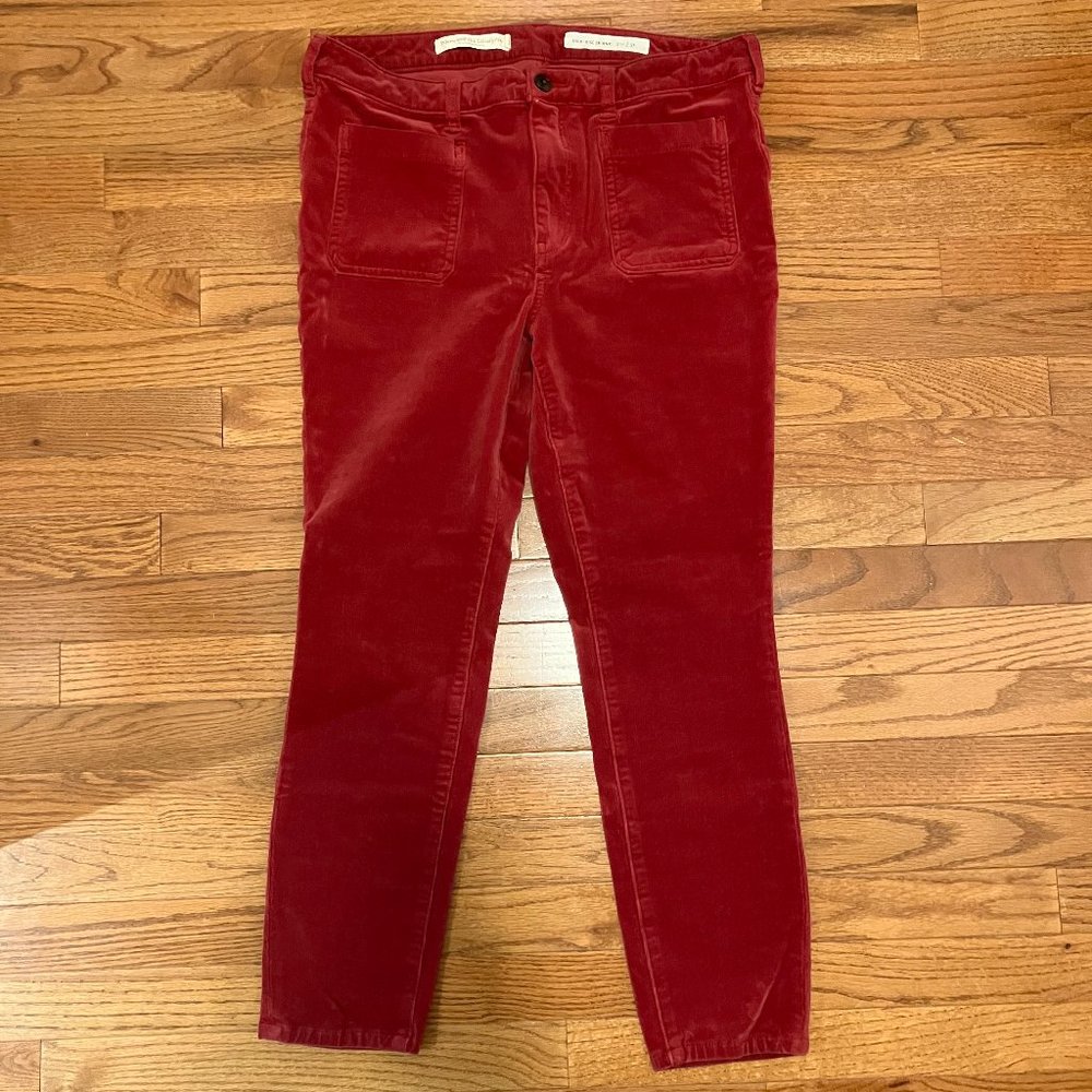 Anthropologie Pilcro & Letterpress High-Rise Skinny Corduroy Pants Pink Sz 31